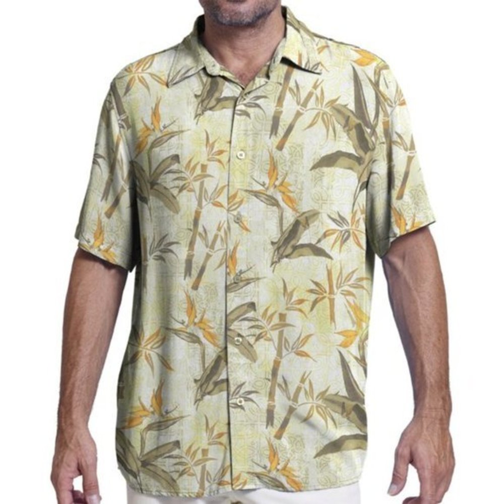 Men's Margaritaville‎ Cream Hawaiian Bbq Button Front Short Sleeves Shirt